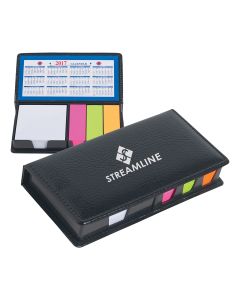 Leather Look Case of Sticky Notes with Calendar