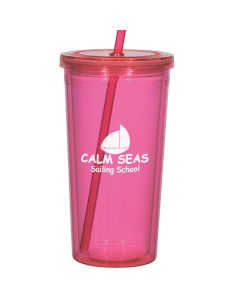 24 Oz. Double Wall Acrylic Tumbler with Straw