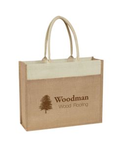 Custom Logo Jute Tote With Front Pocket