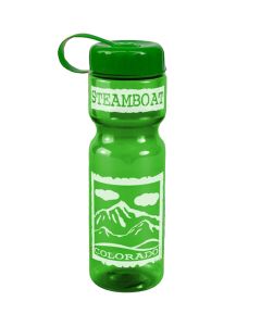 Custom Logo 28 oz. Transparent Bottle with Tethered Lid