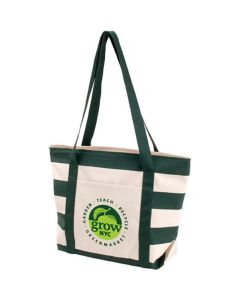 Imprinted Striped Accent Boat Tote