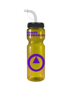 Imprinted 28 oz. Transparent Color Bottle with straw