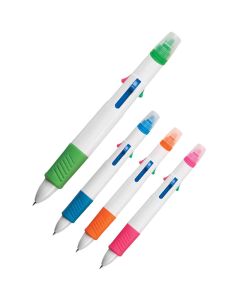 Printed Quatro Pen With Highlighter