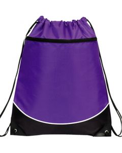 Two Tone Zippered Drawstring Backpack